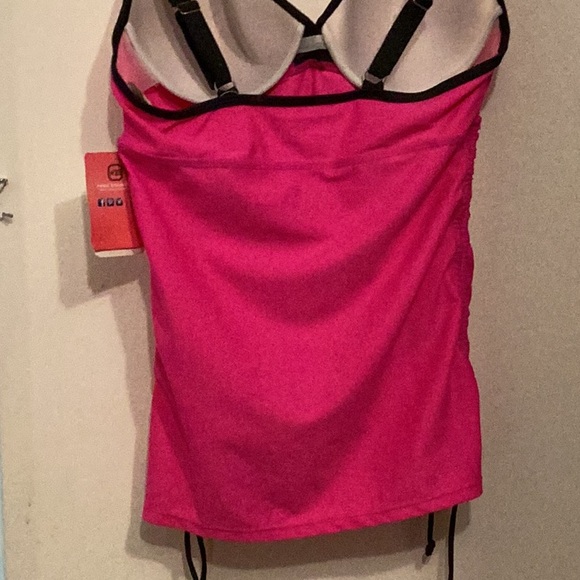 Free Country Women's Pink and Black Double Strap Tankini Top - Picture 10 of 14